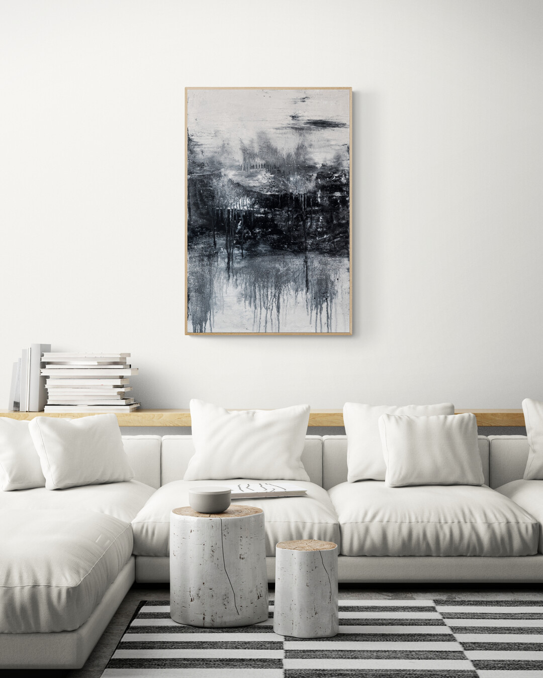 lounge-with-corner-sofa-and-tree-stump-pedestals